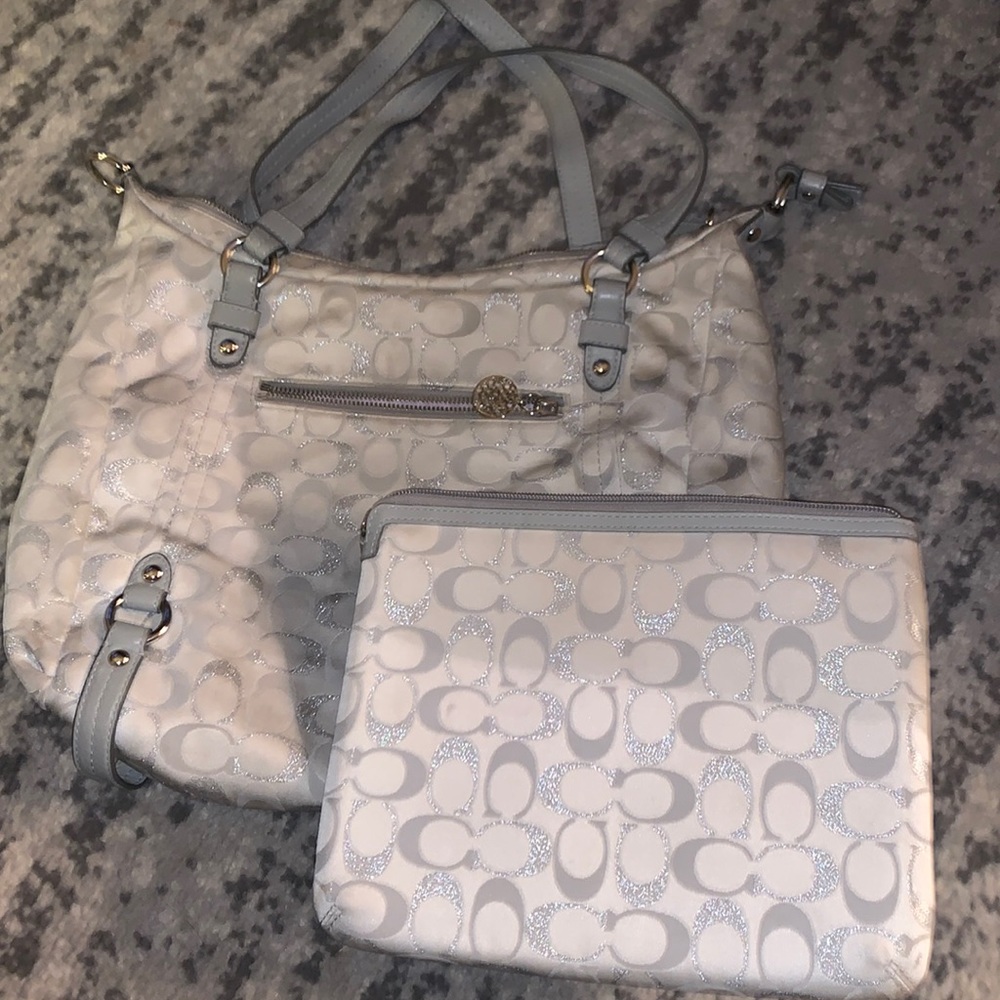 White sparkle coach bag